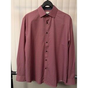 Men’s CON.STRUCT  Burgundy Slim Fit 4-Way Stretch Button Down Shirt Size Large